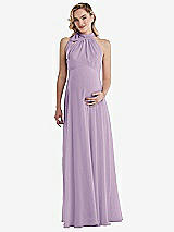 Front View Thumbnail - Pale Purple Scarf Tie High Neck Halter Chiffon Maternity Dress