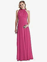 Front View Thumbnail - Tea Rose Scarf Tie High Neck Halter Chiffon Maternity Dress