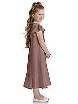 Side View Thumbnail - Sienna Flutter Sleeve Ruffle-Hem Satin Flower Girl Dress