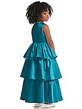 Rear View Thumbnail - Oasis Jewel Neck Tiered Skirt Satin Flower Girl Dress