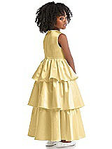 Rear View Thumbnail - Buttercup Jewel Neck Tiered Skirt Satin Flower Girl Dress