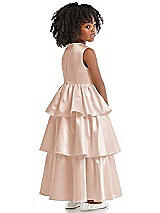 Rear View Thumbnail - Cameo Jewel Neck Tiered Skirt Satin Flower Girl Dress