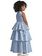 Rear View Thumbnail - Cloudy Jewel Neck Tiered Skirt Satin Flower Girl Dress