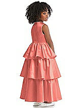 Rear View Thumbnail - Ginger Jewel Neck Tiered Skirt Satin Flower Girl Dress