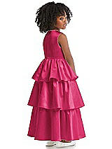 Rear View Thumbnail - Posie Jewel Neck Tiered Skirt Satin Flower Girl Dress