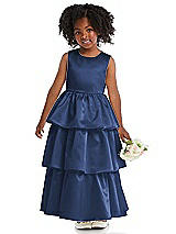 Front View Thumbnail - Sailor Jewel Neck Tiered Skirt Satin Flower Girl Dress