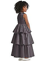 Rear View Thumbnail - Stormy Jewel Neck Tiered Skirt Satin Flower Girl Dress