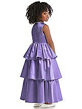 Rear View Thumbnail - Tahiti Jewel Neck Tiered Skirt Satin Flower Girl Dress