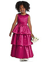 Front View Thumbnail - Tutti Frutti Jewel Neck Tiered Skirt Satin Flower Girl Dress