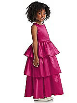 Side View Thumbnail - Tutti Frutti Jewel Neck Tiered Skirt Satin Flower Girl Dress