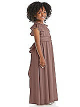 Side View Thumbnail - Sienna Ruffle Flutter Sleeve Whisper Satin Flower Girl Dress