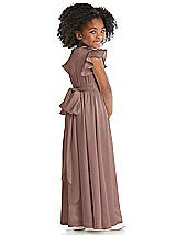 Rear View Thumbnail - Sienna Ruffle Flutter Sleeve Whisper Satin Flower Girl Dress