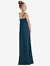 Rear View Thumbnail - Atlantic Blue Tie Shoulder Empire Waist Junior Bridesmaid Dress