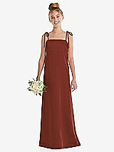 Front View Thumbnail - Auburn Moon Tie Shoulder Empire Waist Junior Bridesmaid Dress