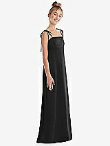 Side View Thumbnail - Black Tie Shoulder Empire Waist Junior Bridesmaid Dress