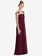 Side View Thumbnail - Cabernet Tie Shoulder Empire Waist Junior Bridesmaid Dress