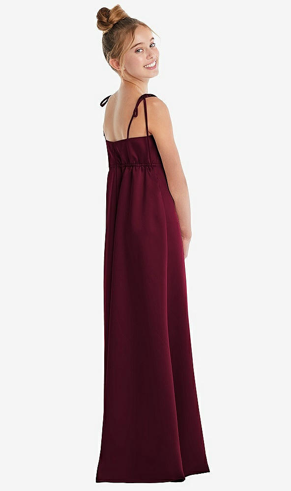 Back View - Cabernet Tie Shoulder Empire Waist Junior Bridesmaid Dress