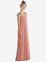 Side View Thumbnail - Desert Rose Tie Shoulder Empire Waist Junior Bridesmaid Dress