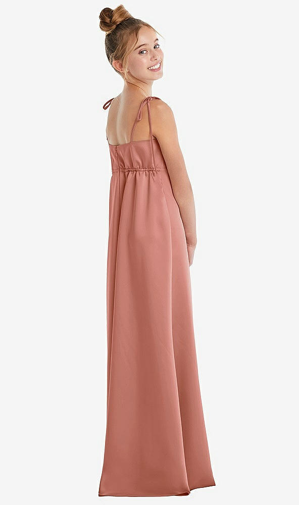 Back View - Desert Rose Tie Shoulder Empire Waist Junior Bridesmaid Dress