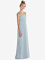 Side View Thumbnail - Mist Tie Shoulder Empire Waist Junior Bridesmaid Dress