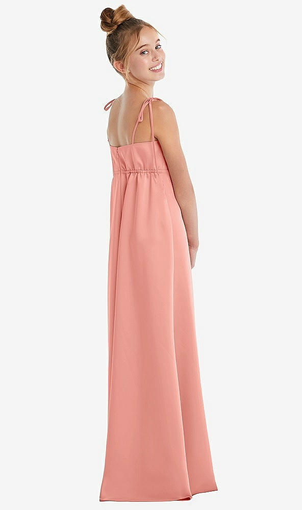 Back View - Rose - PANTONE Rose Quartz Tie Shoulder Empire Waist Junior Bridesmaid Dress