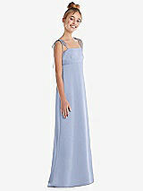 Side View Thumbnail - Sky Blue Tie Shoulder Empire Waist Junior Bridesmaid Dress