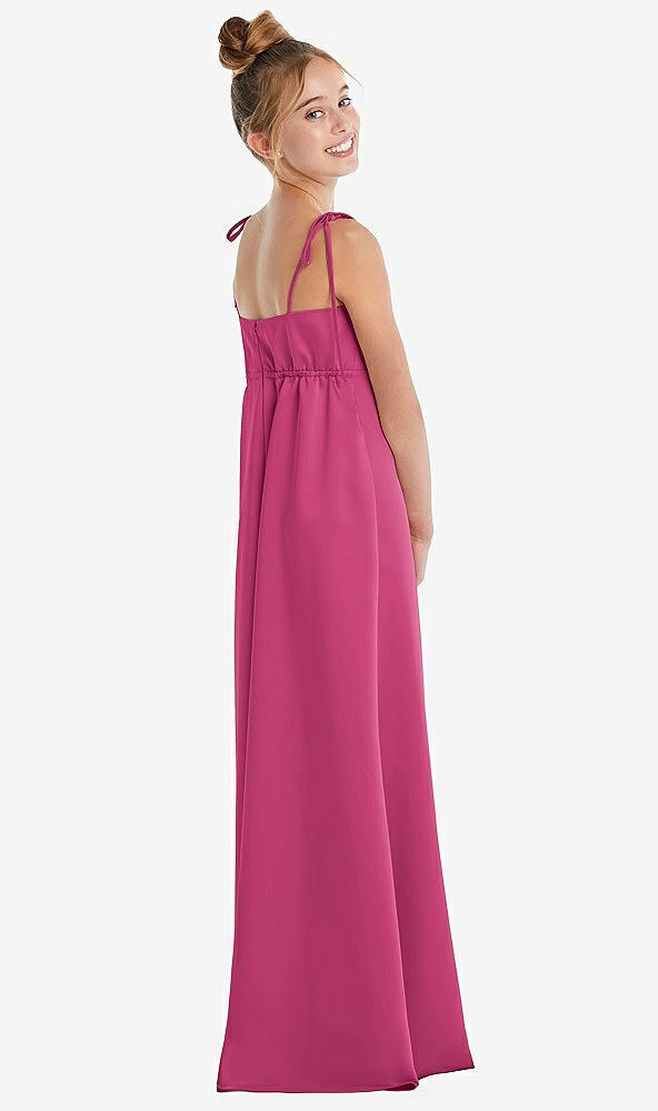 Back View - Tea Rose Tie Shoulder Empire Waist Junior Bridesmaid Dress