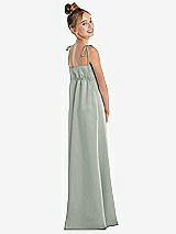 Rear View Thumbnail - Willow Green Tie Shoulder Empire Waist Junior Bridesmaid Dress