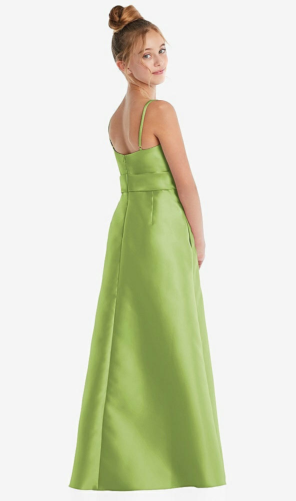 Back View - Mojito Spaghetti Strap Satin Junior Bridesmaid Dress with Mini Sash