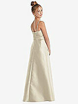 Rear View Thumbnail - Champagne Spaghetti Strap Satin Junior Bridesmaid Dress with Mini Sash