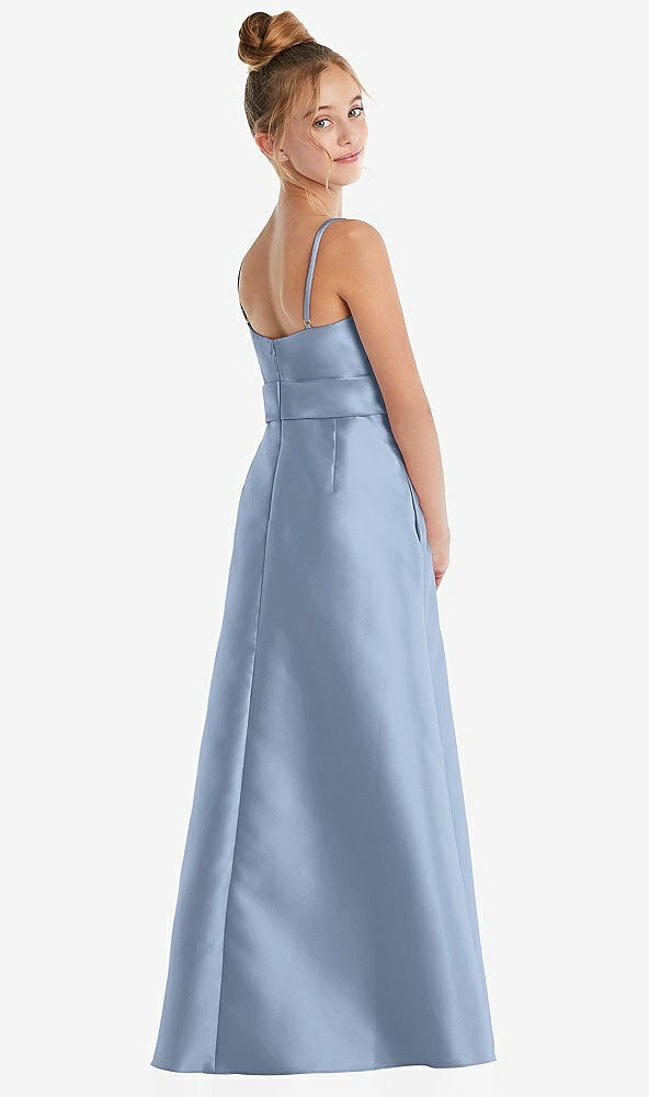 Back View - Cloudy Spaghetti Strap Satin Junior Bridesmaid Dress with Mini Sash