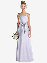 Front View Thumbnail - Silver Dove Spaghetti Strap Satin Junior Bridesmaid Dress with Mini Sash