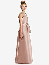 Side View Thumbnail - Toasted Sugar Spaghetti Strap Satin Junior Bridesmaid Dress with Mini Sash