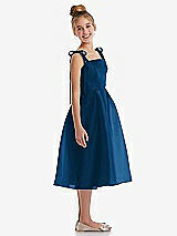 Side View Thumbnail - Comet Tie Shoulder Pleated Full Skirt Junior Bridesmaid Dress