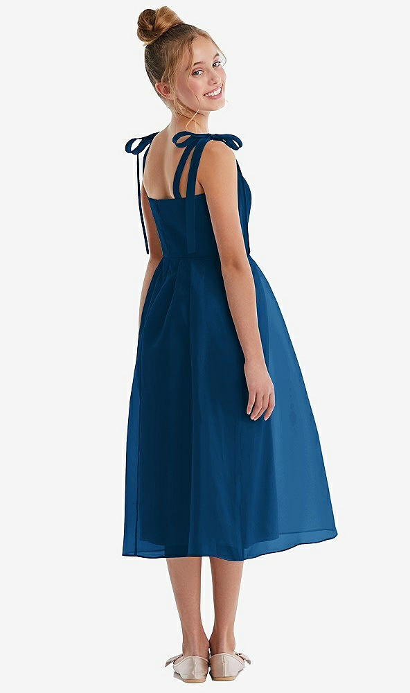 Back View - Comet Tie Shoulder Pleated Full Skirt Junior Bridesmaid Dress