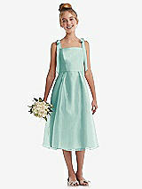 Front View Thumbnail - Coastal Tie Shoulder Pleated Full Skirt Junior Bridesmaid Dress