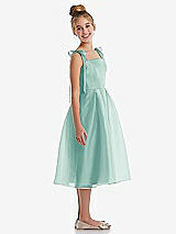 Side View Thumbnail - Coastal Tie Shoulder Pleated Full Skirt Junior Bridesmaid Dress