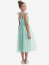 Rear View Thumbnail - Coastal Tie Shoulder Pleated Full Skirt Junior Bridesmaid Dress