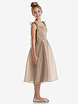 Side View Thumbnail - Topaz Tie Shoulder Pleated Full Skirt Junior Bridesmaid Dress