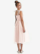 Rear View Thumbnail - Blush Tie Shoulder Pleated Full Skirt Junior Bridesmaid Dress