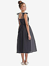 Rear View Thumbnail - Onyx Tie Shoulder Pleated Full Skirt Junior Bridesmaid Dress