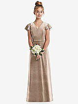 Flutter Sleeve Tie Back Velvet Junior Bridesmaid Dress In Topaz The Dessy Group