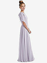 Side View Thumbnail - Moondance One-Shoulder Scarf Bow Chiffon Junior Bridesmaid Dress