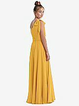 Rear View Thumbnail - NYC Yellow One-Shoulder Scarf Bow Chiffon Junior Bridesmaid Dress