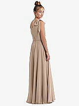 Rear View Thumbnail - Topaz One-Shoulder Scarf Bow Chiffon Junior Bridesmaid Dress