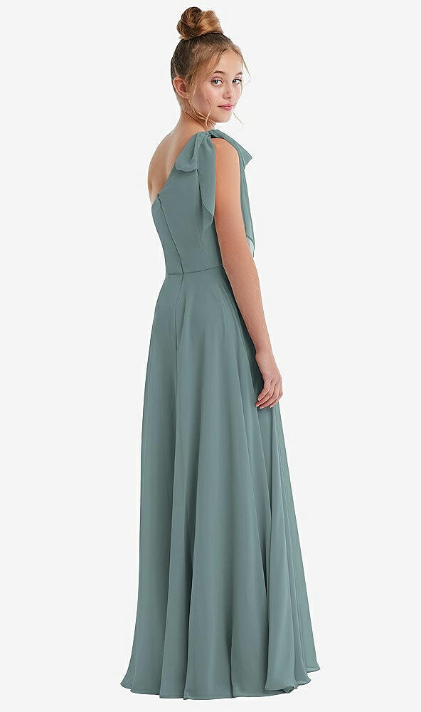 Back View - Icelandic One-Shoulder Scarf Bow Chiffon Junior Bridesmaid Dress