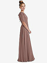 Side View Thumbnail - Sienna One-Shoulder Scarf Bow Chiffon Junior Bridesmaid Dress