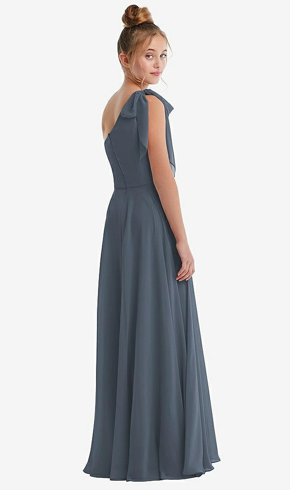 Back View - Silverstone One-Shoulder Scarf Bow Chiffon Junior Bridesmaid Dress