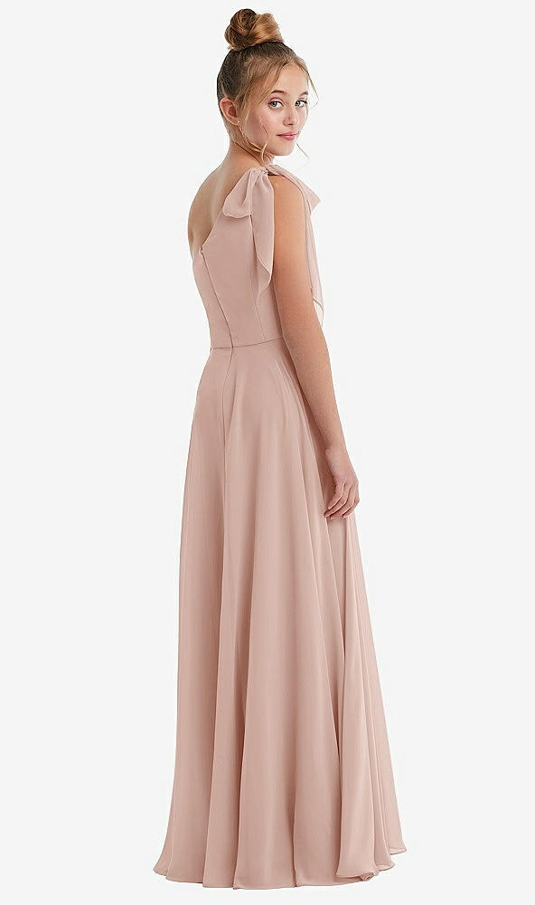 Back View - Toasted Sugar One-Shoulder Scarf Bow Chiffon Junior Bridesmaid Dress