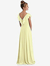 Rear View Thumbnail - Butter Yellow Cascading Ruffle Full Skirt Chiffon Junior Bridesmaid Dress